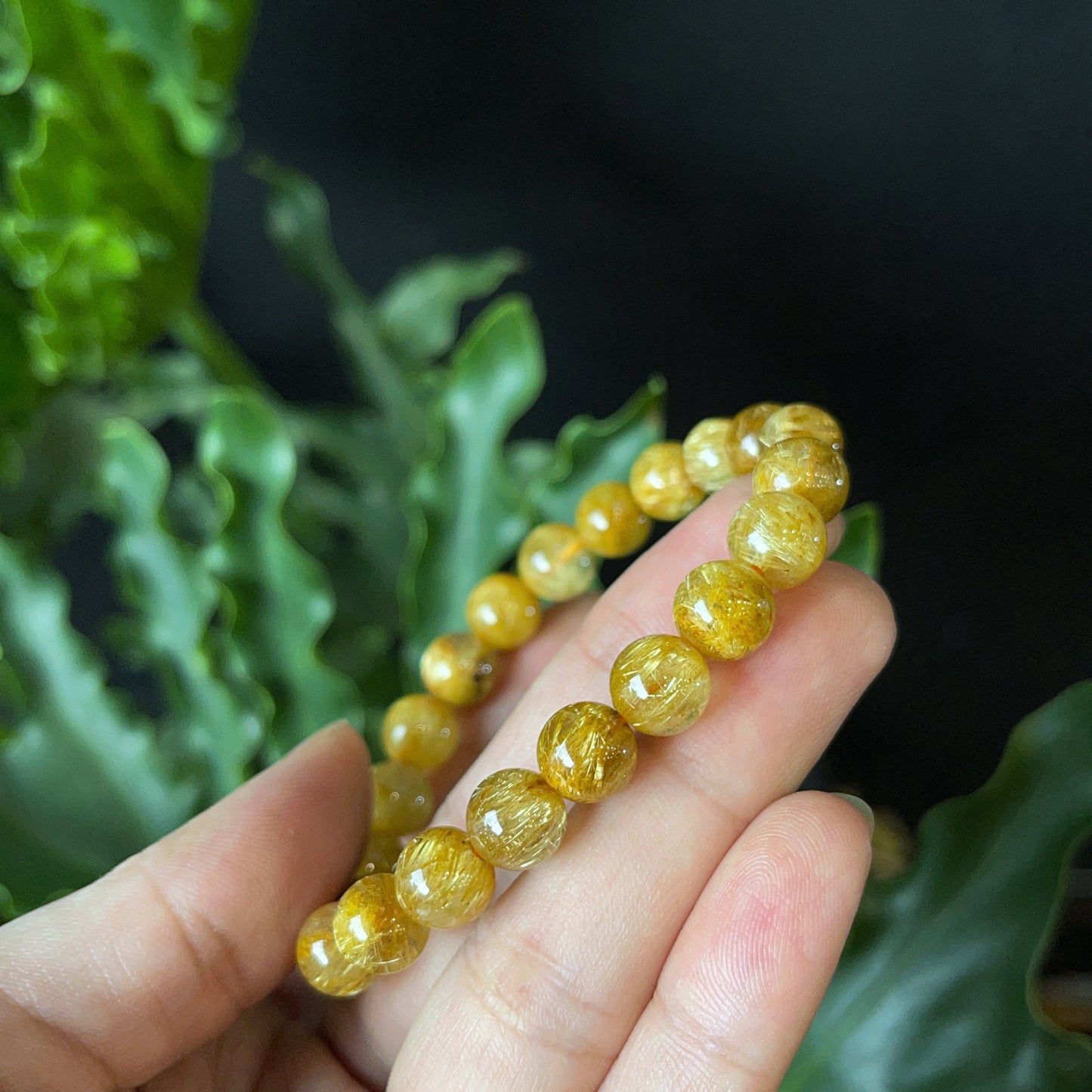 Golden Rutilated Quartz Bracelet Size 8 mm