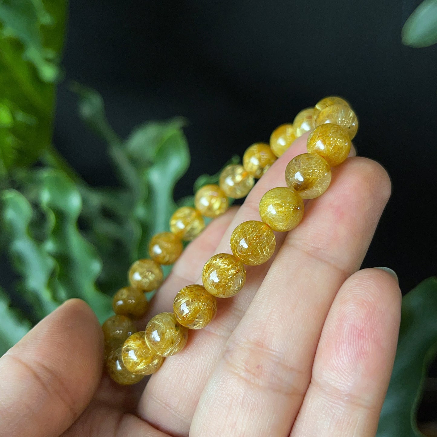 Golden Rutilated Quartz Bracelet Size 8 mm