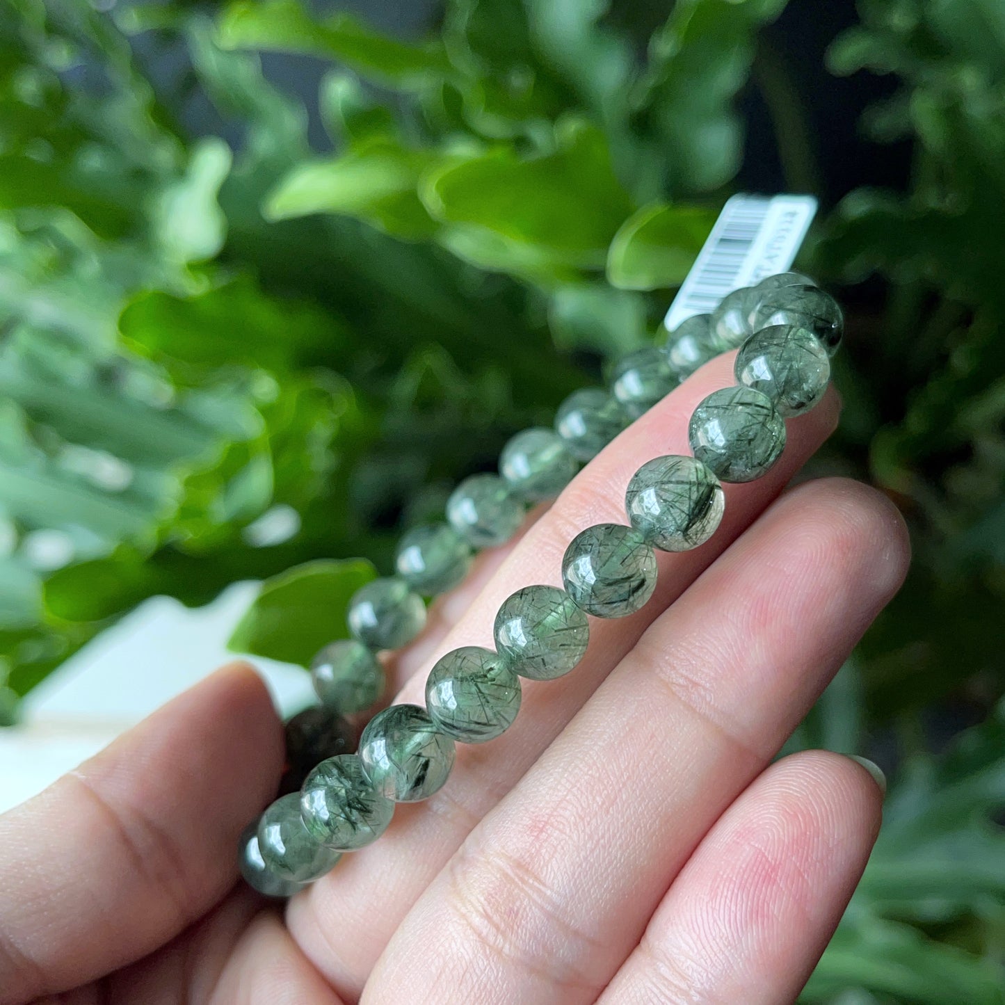 Natural Green Rutilated Quartz Bracelet Size 7 mm