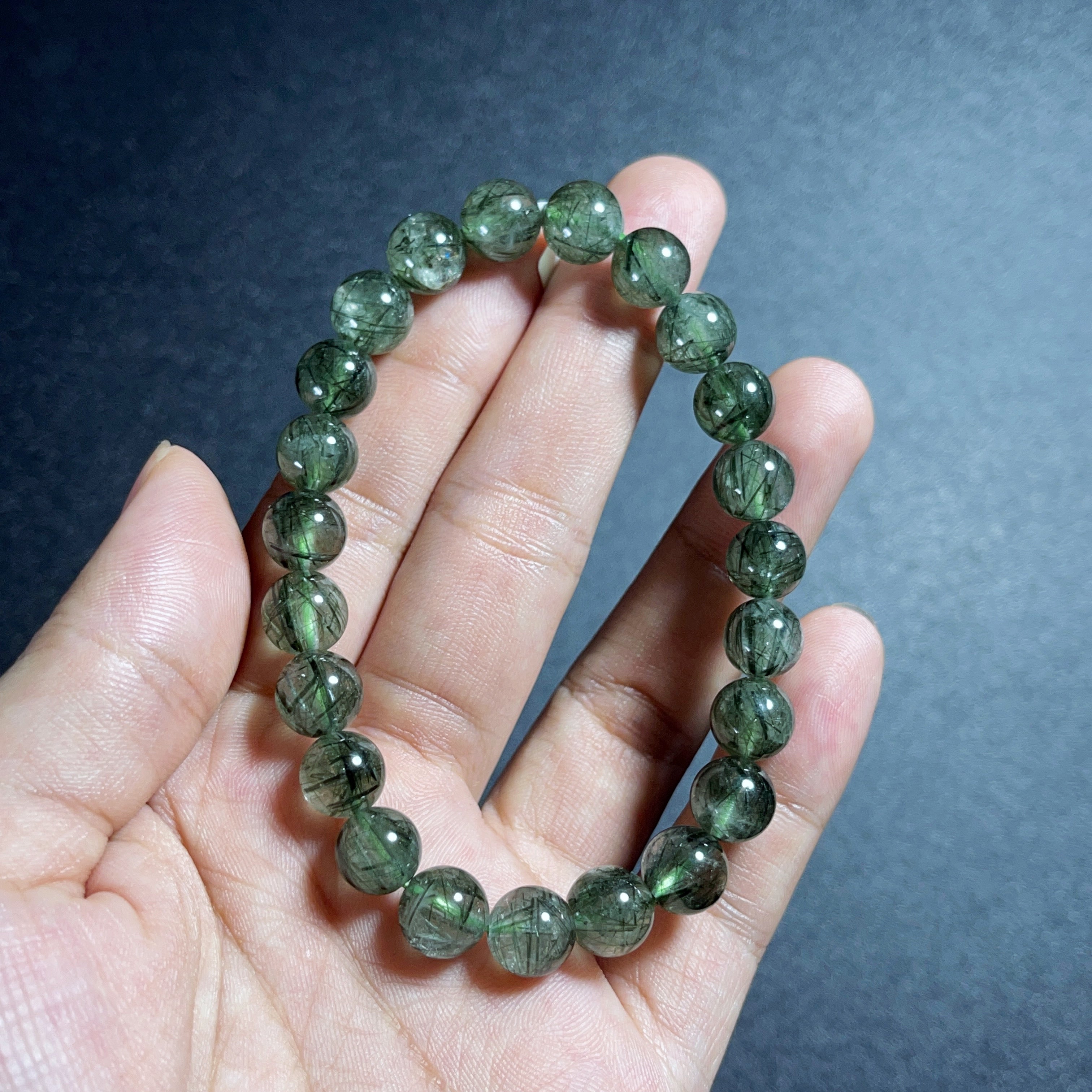 Beautiful and Natural Rutilated Quartz Bracelet Mountain Jade