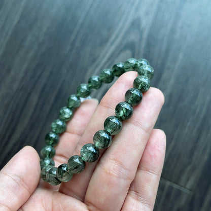 Bracelet Quartz Rutilé Vert Taille 8 mm