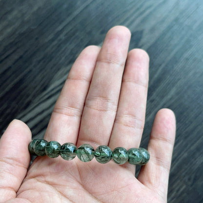 Bracelet Quartz Rutilé Vert Taille 8 mm