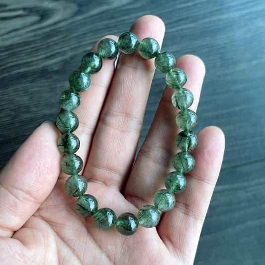 Green Rutilated Quartz Bracelet Size 8 mm