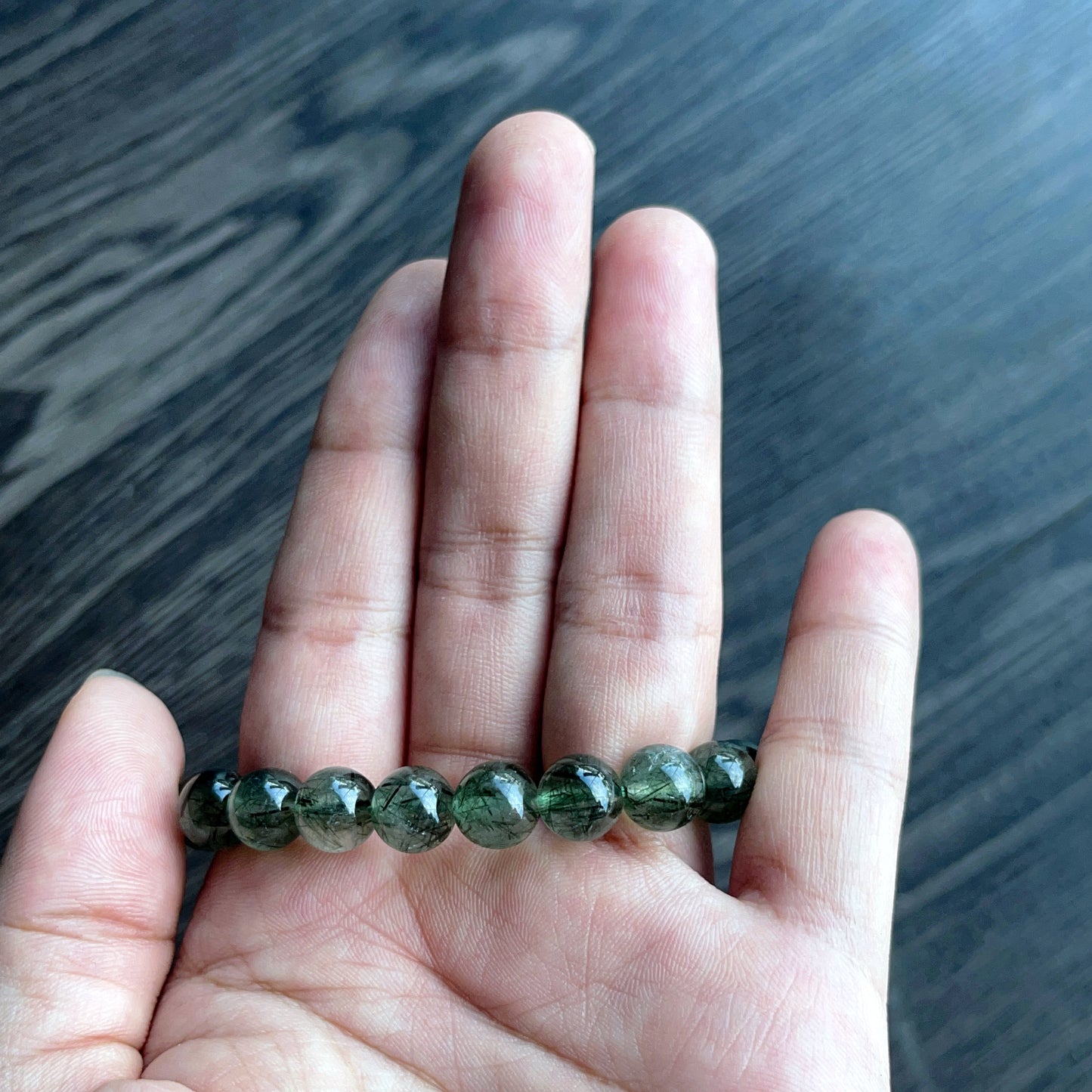 Bracelet Quartz Rutilé Vert Taille 8 mm