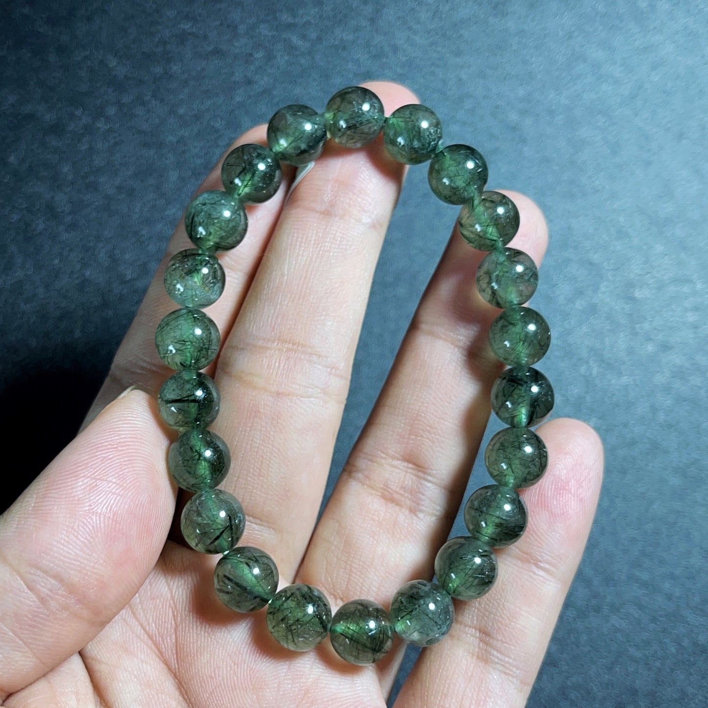 Bracelet Quartz Rutilé Vert Taille 8 mm