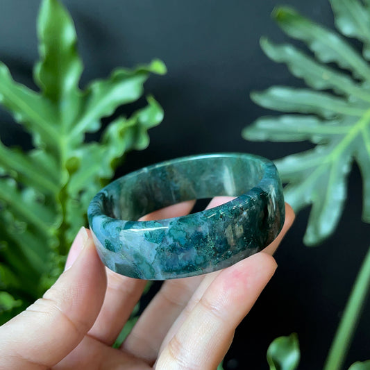Moss Agate Bangle Square Style Size 53 mm