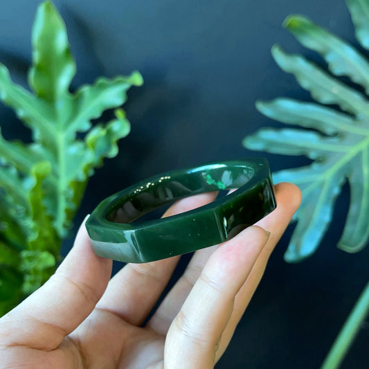 Nephrite Jade Bangle Square Style  - Genuine Stone