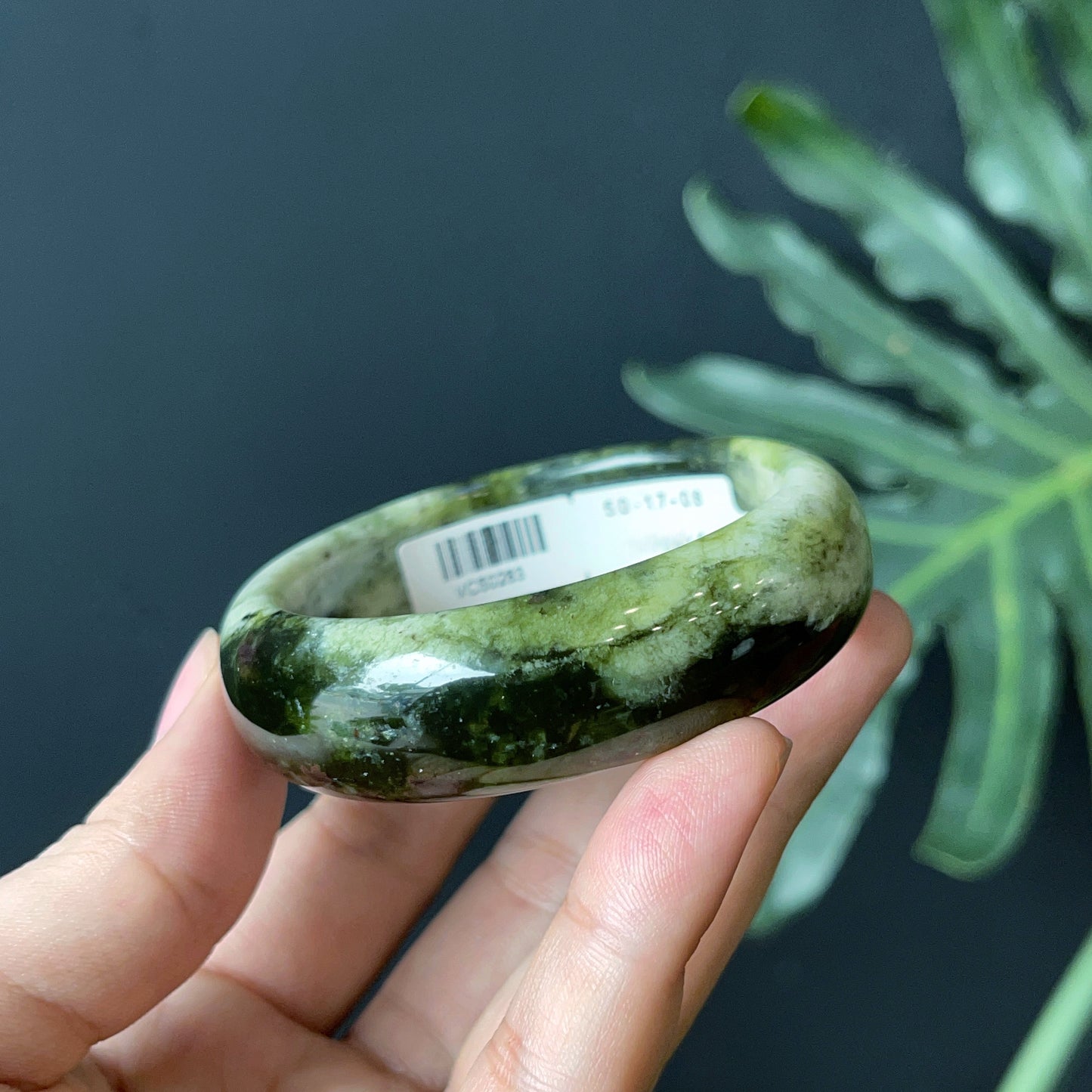Natural Serpentine Bangle Leaf Style Size 50 mm