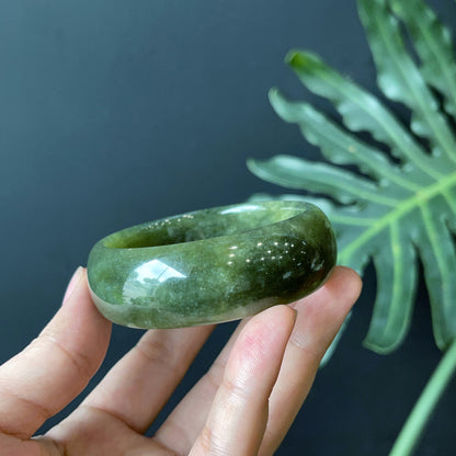 Natural Serpentine Bangle Leaf Style Size 54 mm