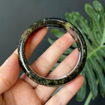 Natural Serpentine Bangle Leaf Style Size 57 mm