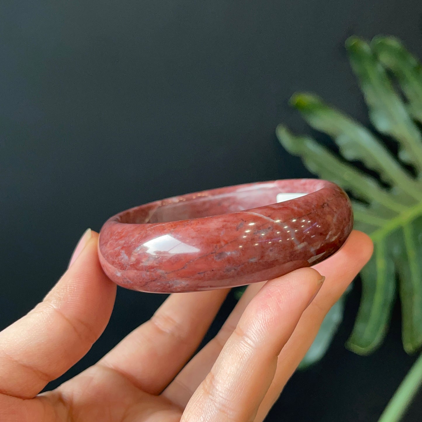 Natural Serpentine Bangle Leaf Style Size 56 mm