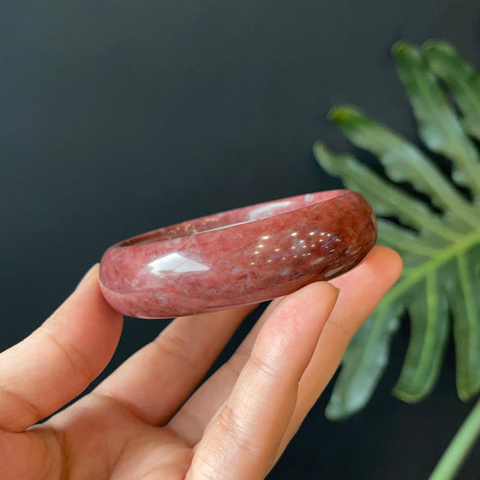 Natural Serpentine Bangle Leaf Style Size 56 mm