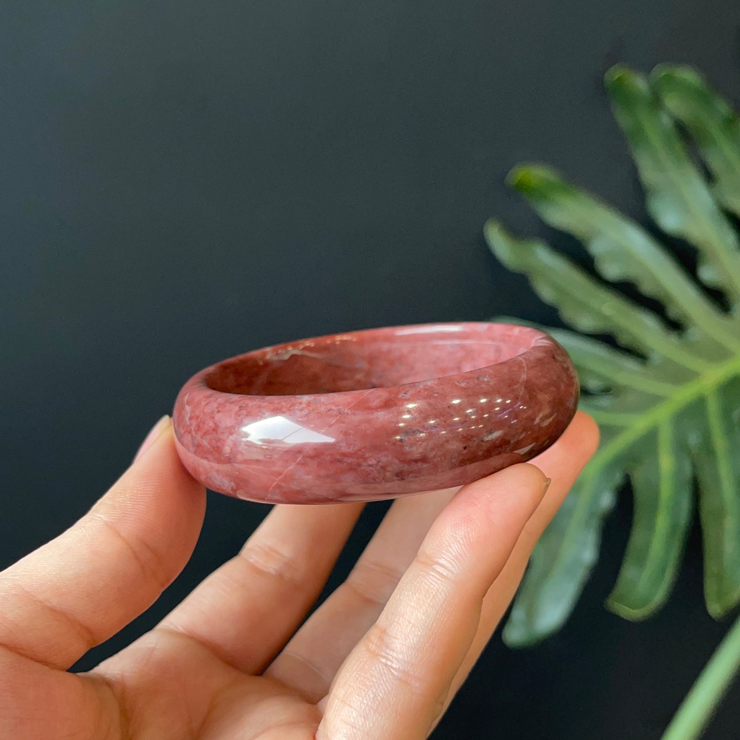 Natural Serpentine Bangle Leaf Style Size 56 mm