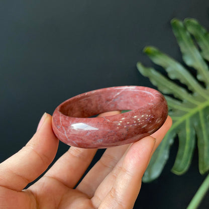 Natural Serpentine Bangle Leaf Style Size 56 mm