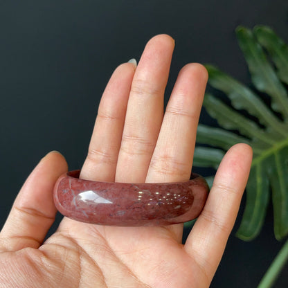 Natural Serpentine Bangle Leaf Style Size 56 mm