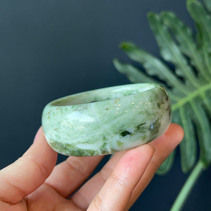 Natural Serpentine Bangle Leaf Style Size 56 mm