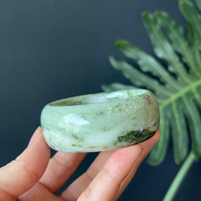 Natural Serpentine Bangle Leaf Style Size 56 mm