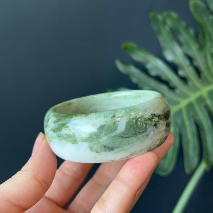 Natural Serpentine Bangle Leaf Style Size 56 mm
