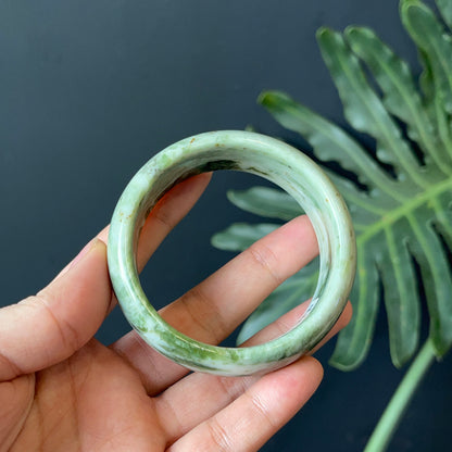Natural Serpentine Bangle Leaf Style Size 56 mm