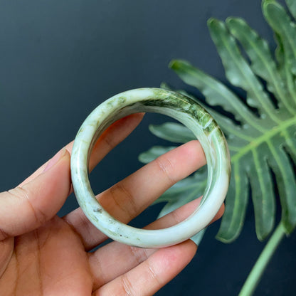 Natural Serpentine Bangle Leaf Style Size 56 mm