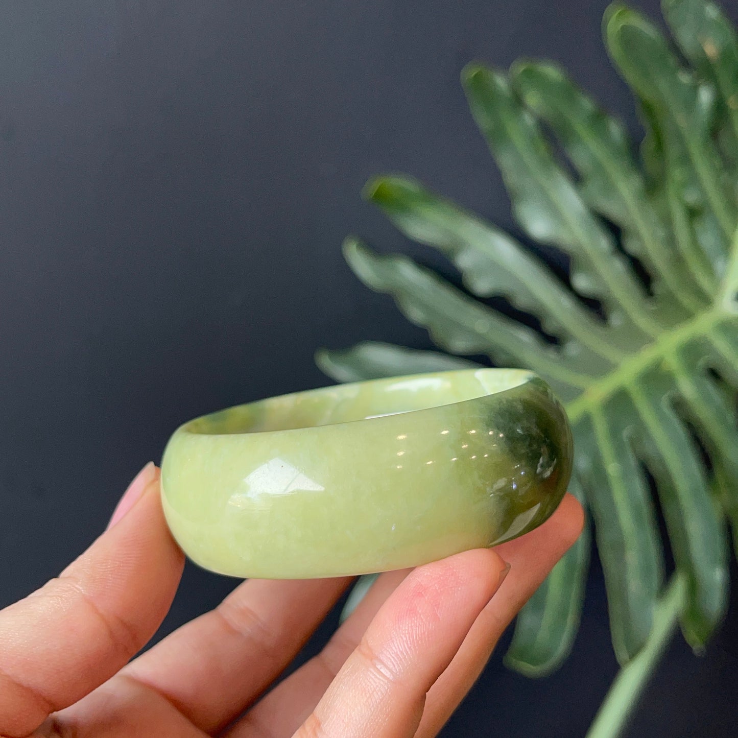 Natural Serpentine Bangle Leaf Style Size 55 mm
