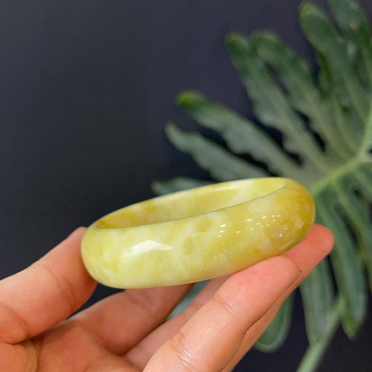 Natural Serpentine Bangle Leaf Style Size 55 mm