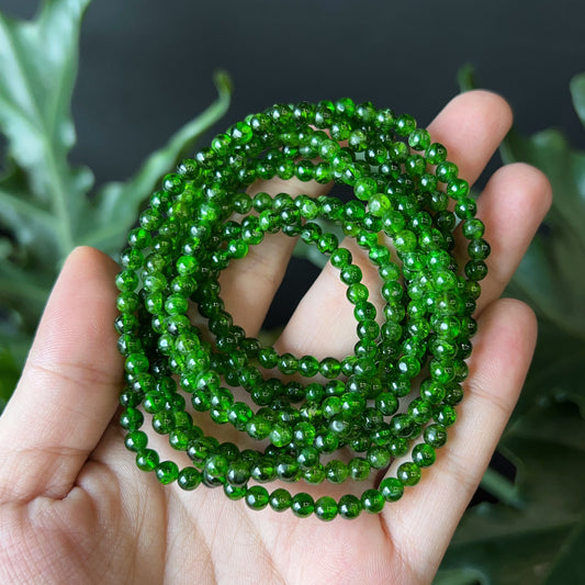 Diopside Triple Wrap Bracelet Size 4 mm