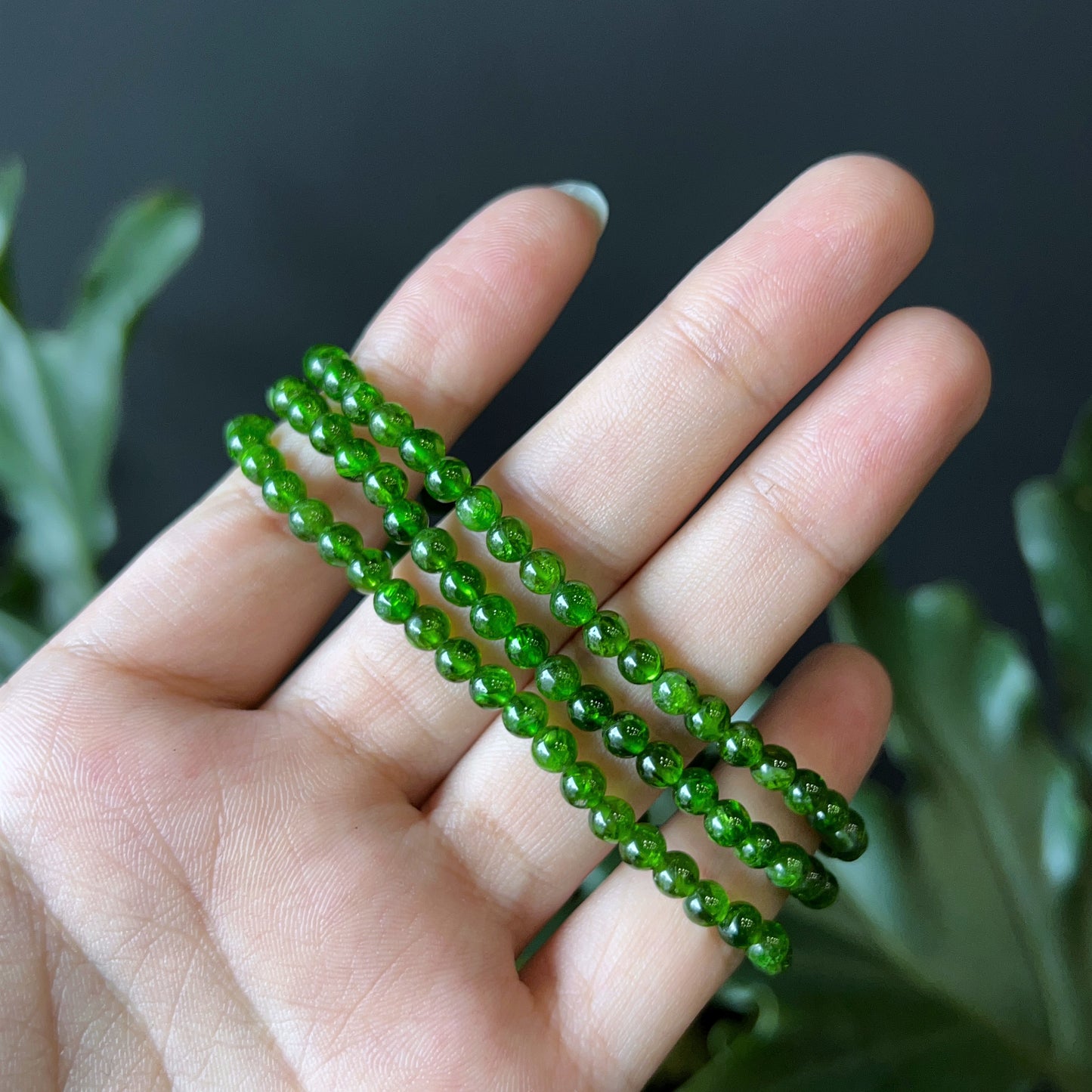Diopside Triple Wrap Bracelet Size 4 mm