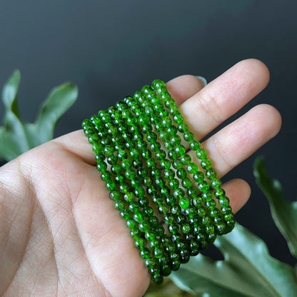 Diopside Triple Wrap Bracelet Size 4 mm