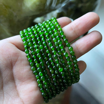 Diopside Triple Wrap Bracelet Size 4 mm