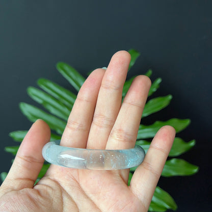 Natural Aquamarine Bangle Leaf Style Size 56 mm