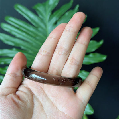 Bracelet Quartz Fumé Style Feuille Taille 53 mm