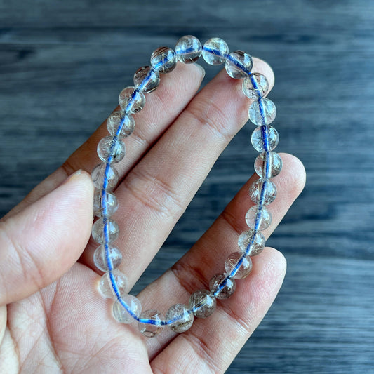 Platinum Rutilated Quartz Bracelet Size 7 mm
