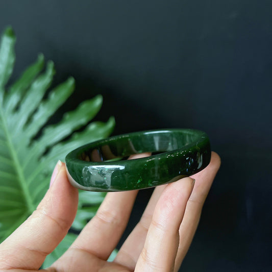 Nephrite Jade Bangle Square Style  - Genuine Stone
