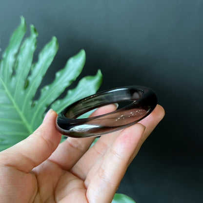 Smoky Quartz Bangle Leaf Style Size 53 mm