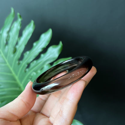 Smoky Quartz Bangle Leaf Style Size 53 mm