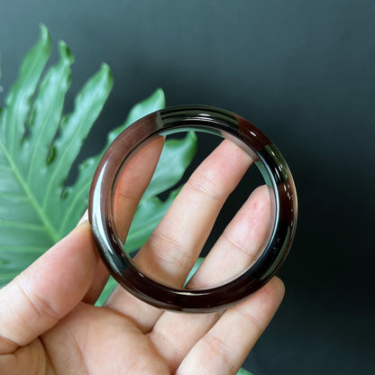 Smoky Quartz Bangle Leaf Style Size 53 mm