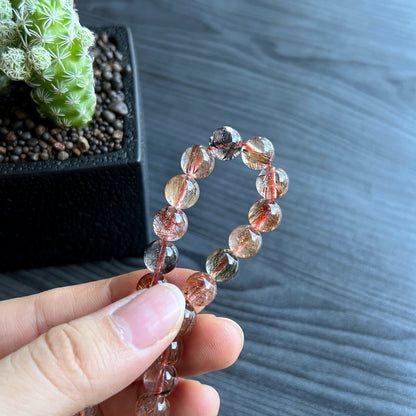 Tri Colour Natural Rutilated Quartz Bracelet 8 mm