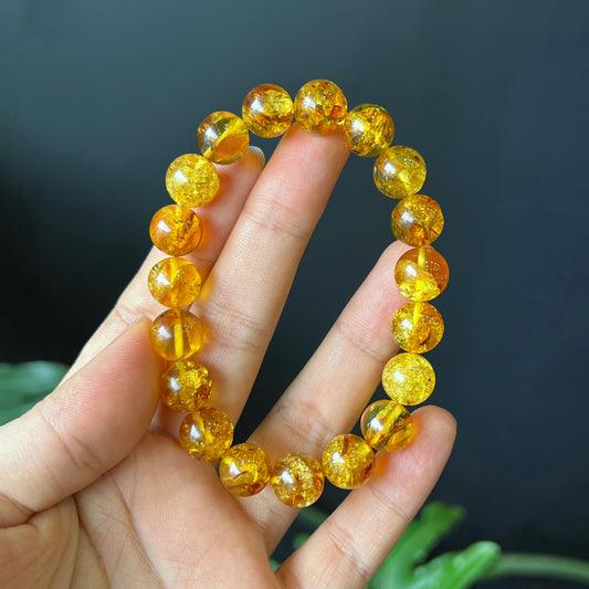Natural Amber Fossil Bracelet Size 10 mm