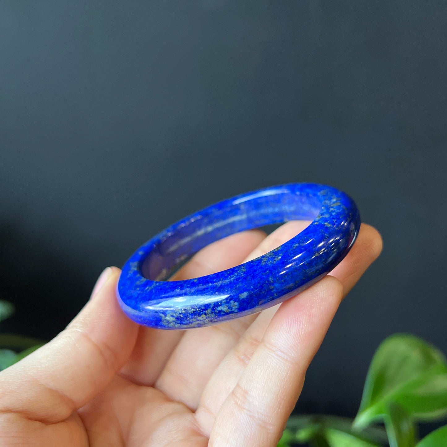 Natural Lapis Lazuli Banlge Leaf Style Size 52 mm