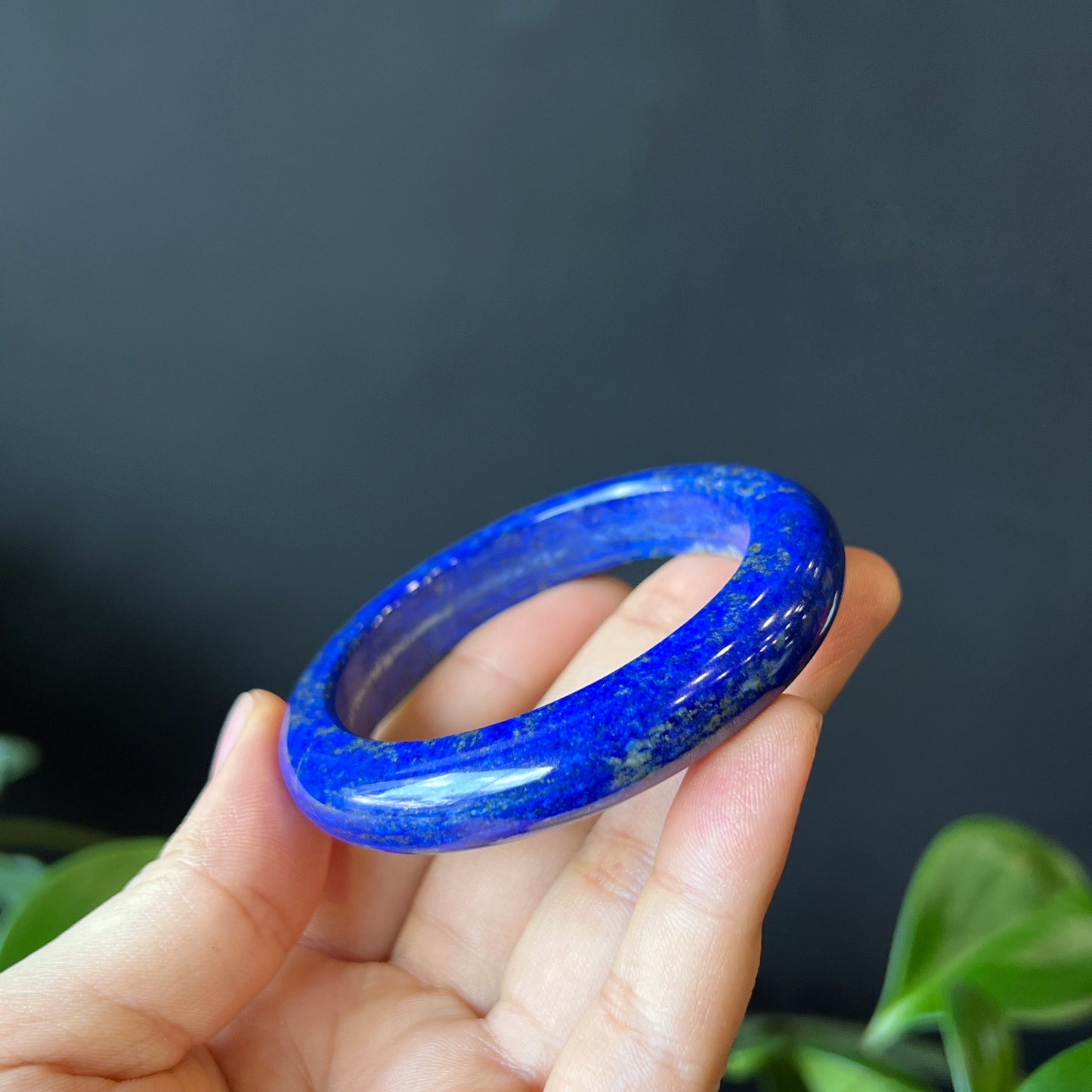 Natural Lapis Lazuli Banlge Leaf Style Size 52 mm
