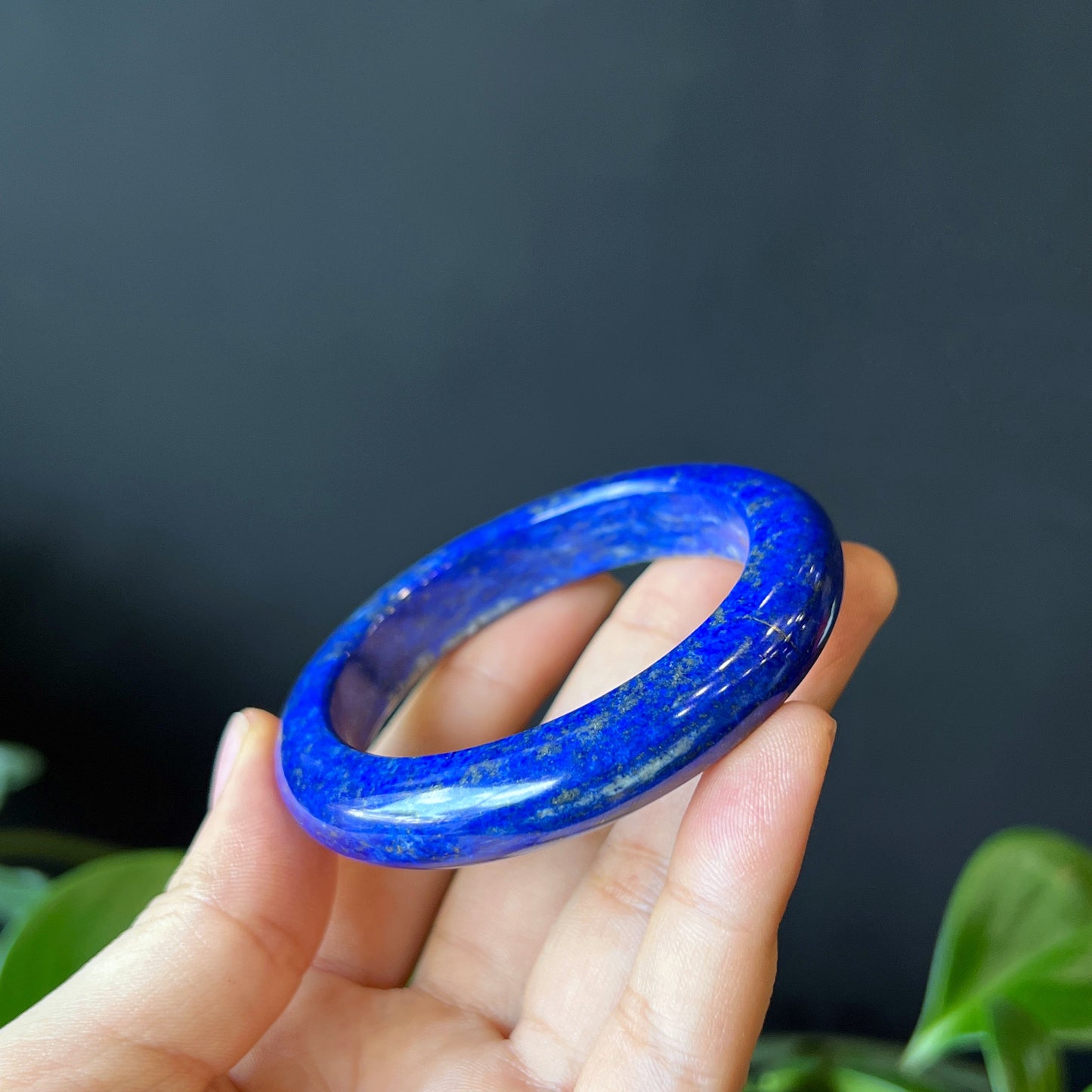 Natural Lapis Lazuli Banlge Leaf Style Size 52 mm
