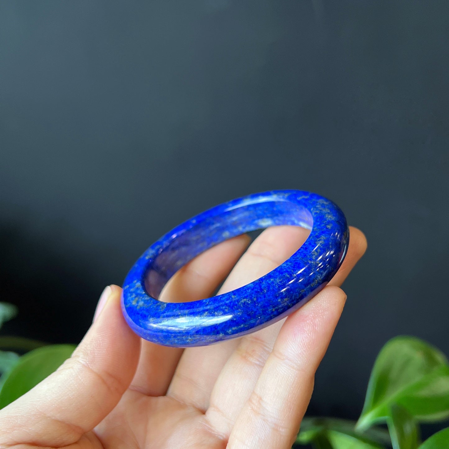 Natural Lapis Lazuli Banlge Leaf Style Size 52 mm