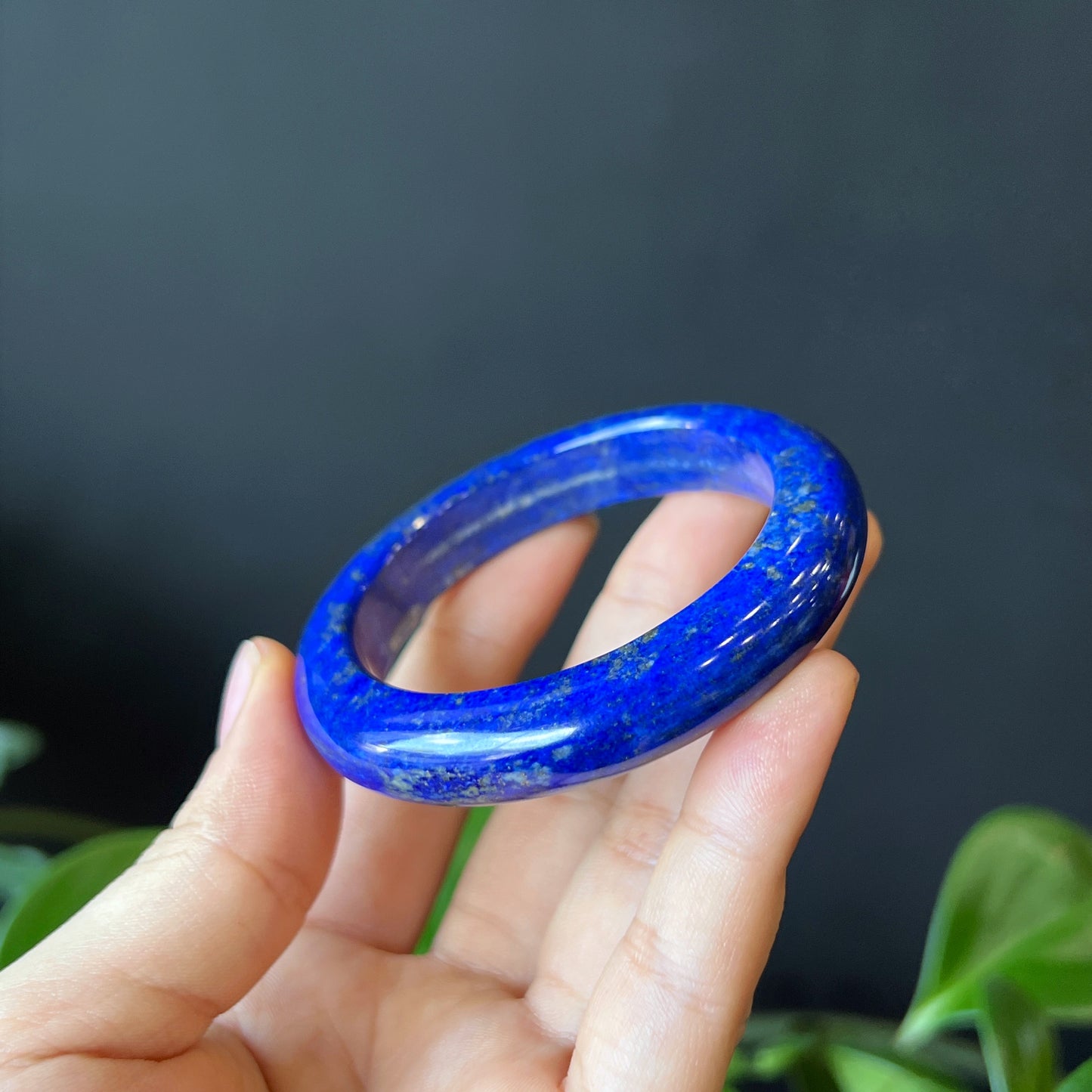 Natural Lapis Lazuli Banlge Leaf Style Size 52 mm