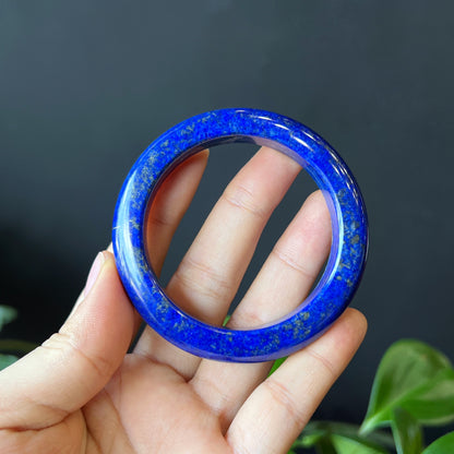 Natural Lapis Lazuli Banlge Leaf Style Size 52 mm