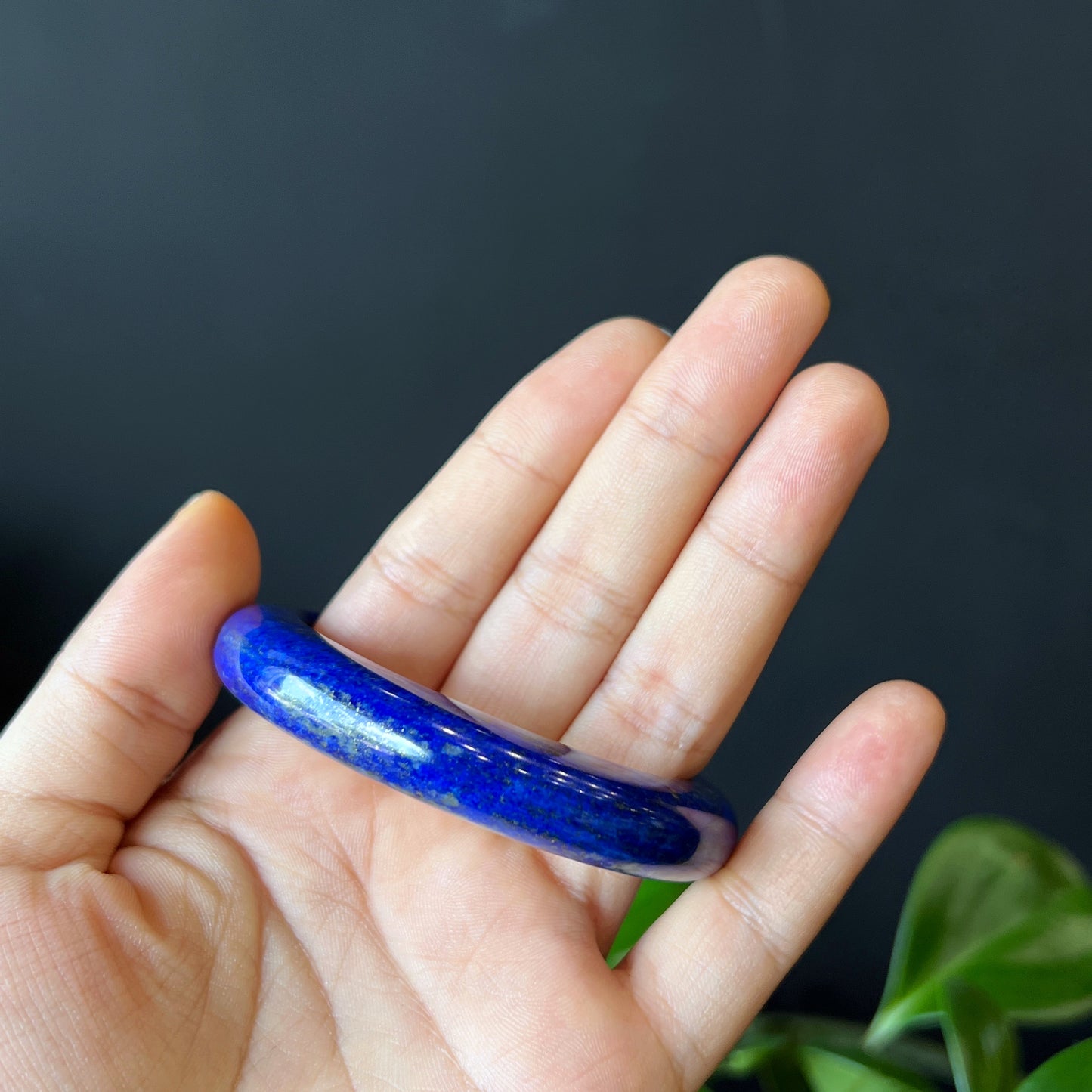 Natural Lapis Lazuli Banlge Leaf Style Size 52 mm