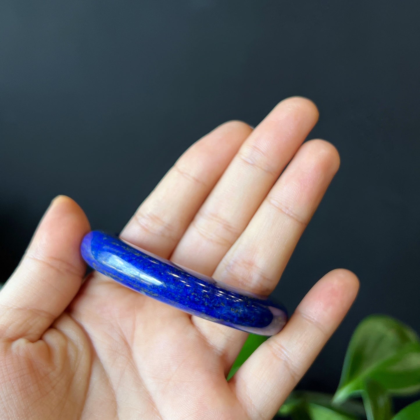 Natural Lapis Lazuli Banlge Leaf Style Size 52 mm