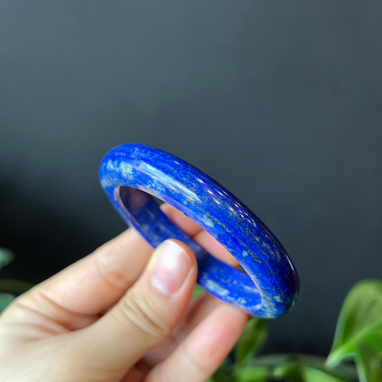 Natural Lapis Lazuli Banlge Leaf Style Size 52 mm
