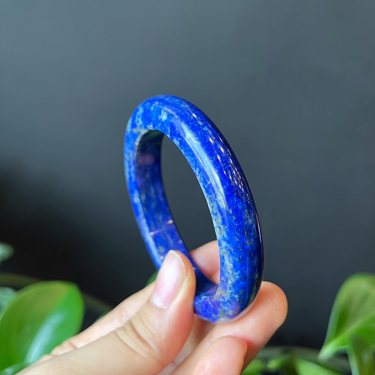 Natural Lapis Lazuli Banlge Leaf Style Size 52 mm