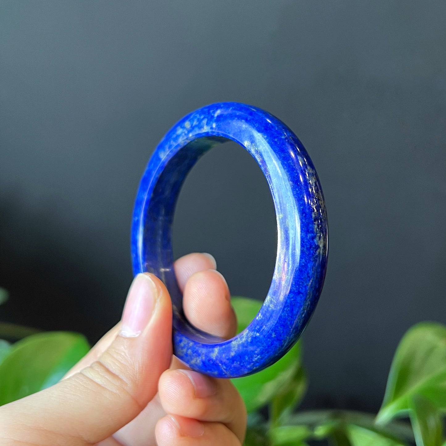 Natural Lapis Lazuli Banlge Leaf Style Size 52 mm